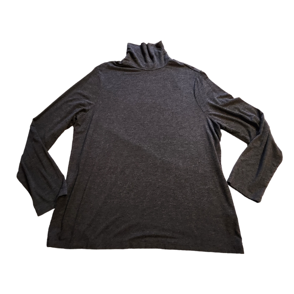 Chico’s Women’s Gray Long-Sleeve Ruched Turtleneck Size 3 (XL) G30